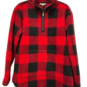 Fleece Pullover, Sz S, buffalo check pattern